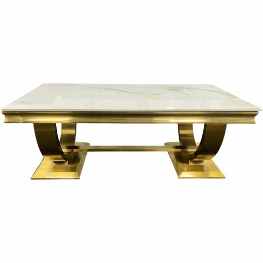 Chelsea Gold Ceramic Coffee Table,120cm wide,60cm deep,45cm high.