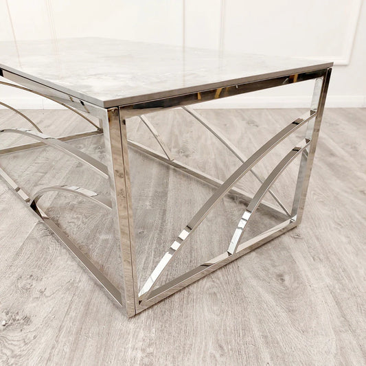 Ella Chrome Coffee Table - Sintered Stone Top