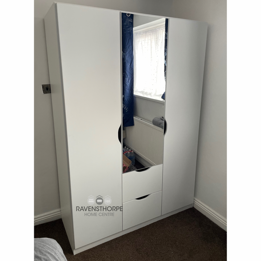 Rauch Arnstein 3 Door Combi Wardrobe with Mirror in White 136cm Ravensthorpe Home Centre