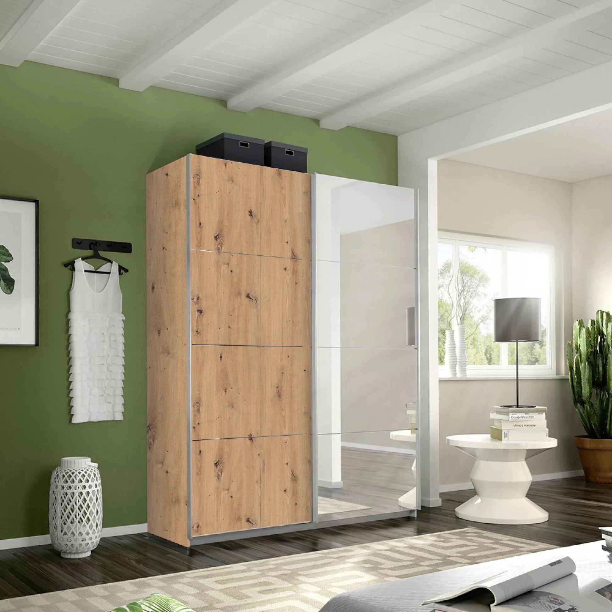 Rauch Belluno 2 Door Sliding Wardrobe with 1 Mirror Ravensthorpe Home Centre