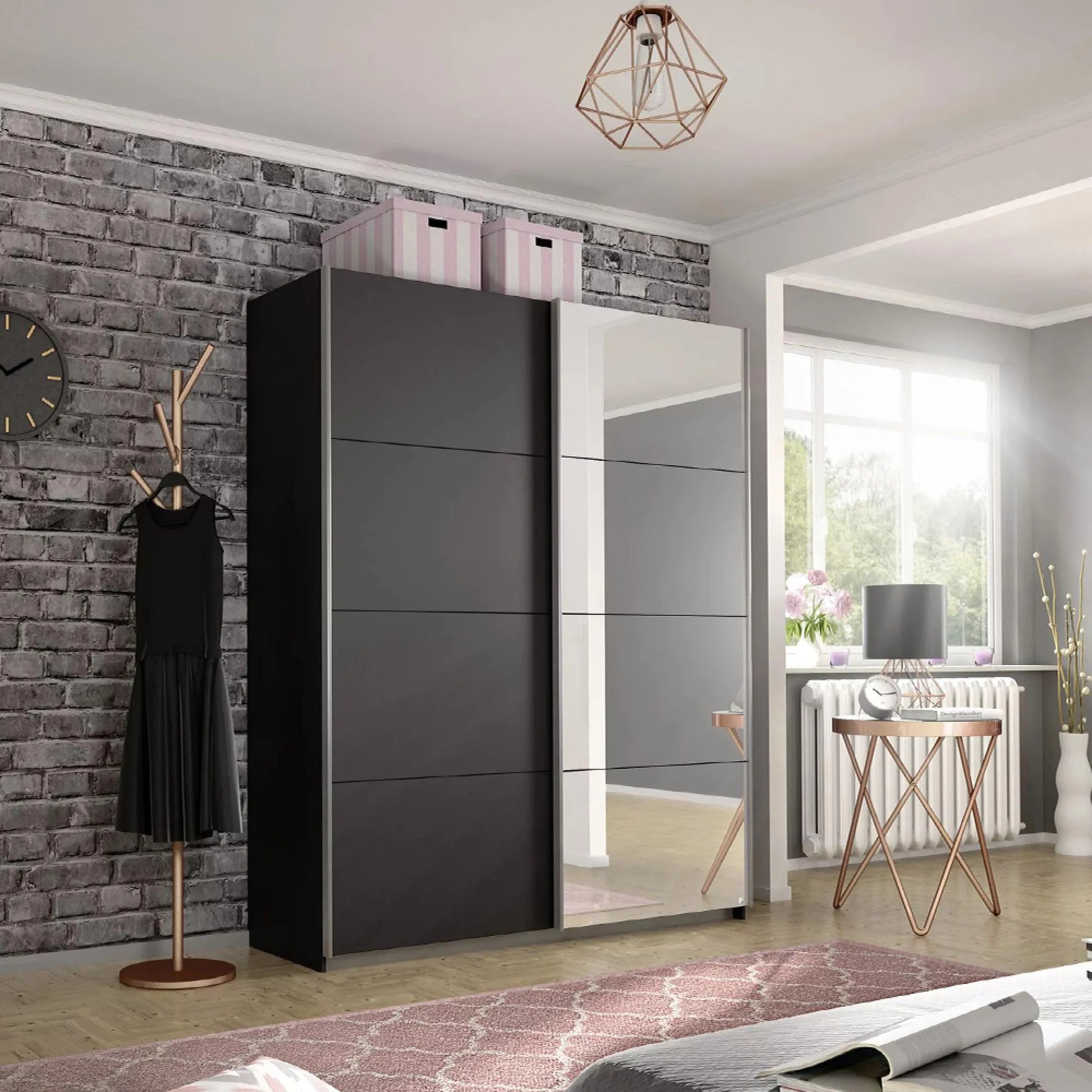 Rauch Belluno 2 Door Sliding Wardrobe with 1 Mirror Ravensthorpe Home Centre