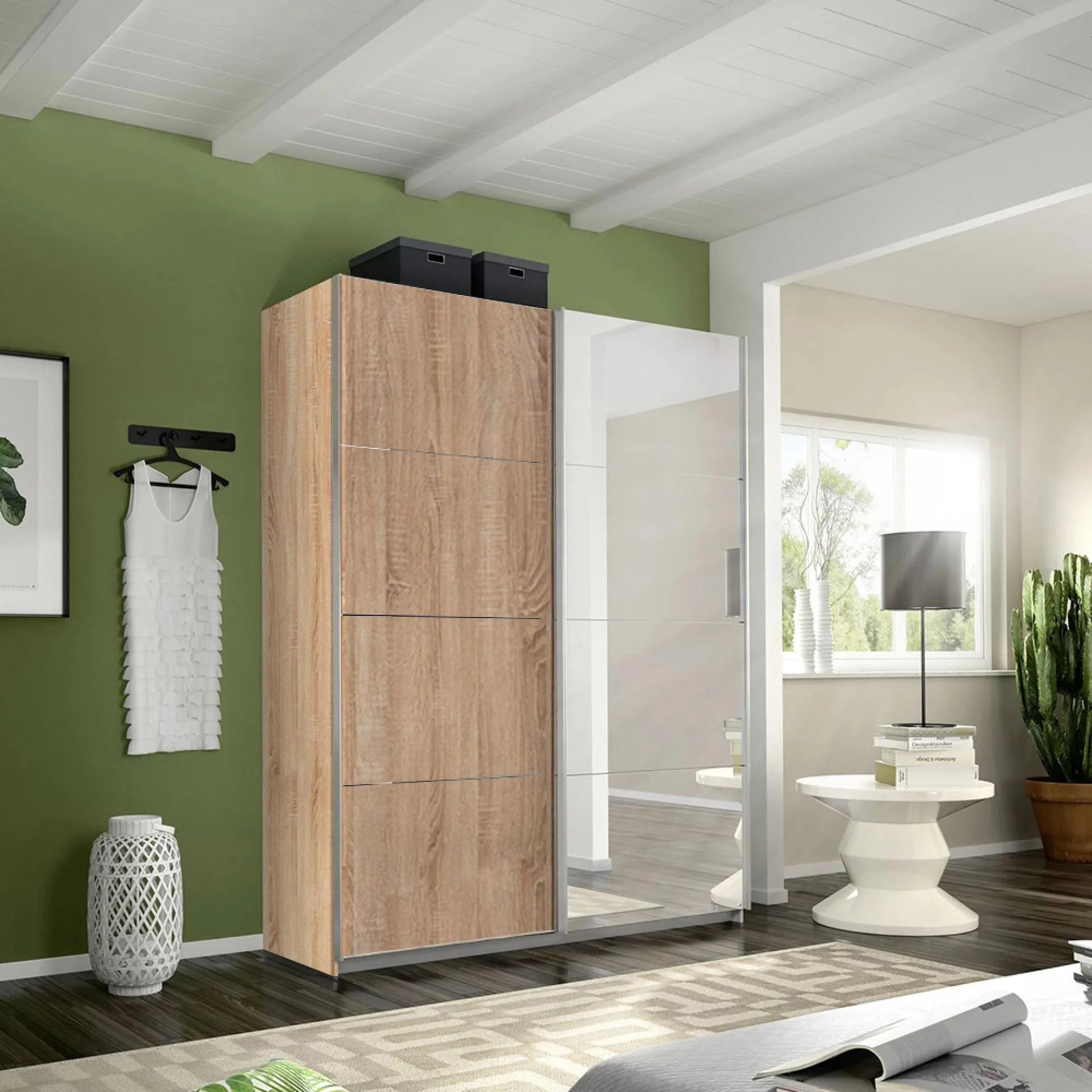 Rauch Belluno 2 Door Sliding Wardrobe with 1 Mirror Ravensthorpe Home Centre