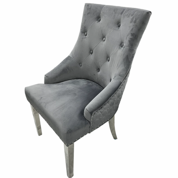 Roma Quilted Back Dining Chair in Grey