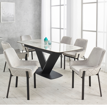 Riva Ceramic Extending Dining Set with 6 Chairs