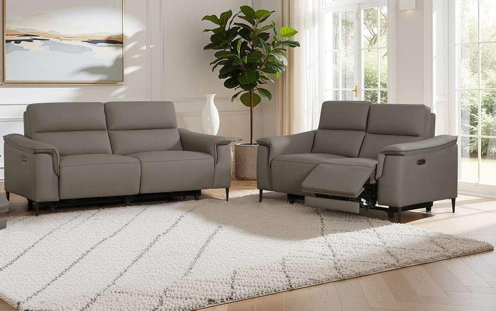 Naples 3 + 2 Power Recliner Sofa in Truffle Leather Ravensthorpe Home Centre