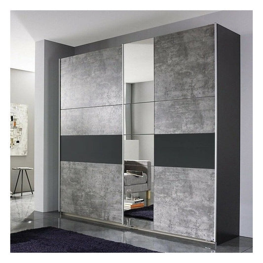 Korbach 218cm Sliding Door Wardrobe in Stone Grey Ravensthorpe Home Centre